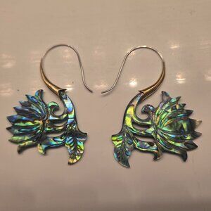 Abalone sea shell lotus flower earrings